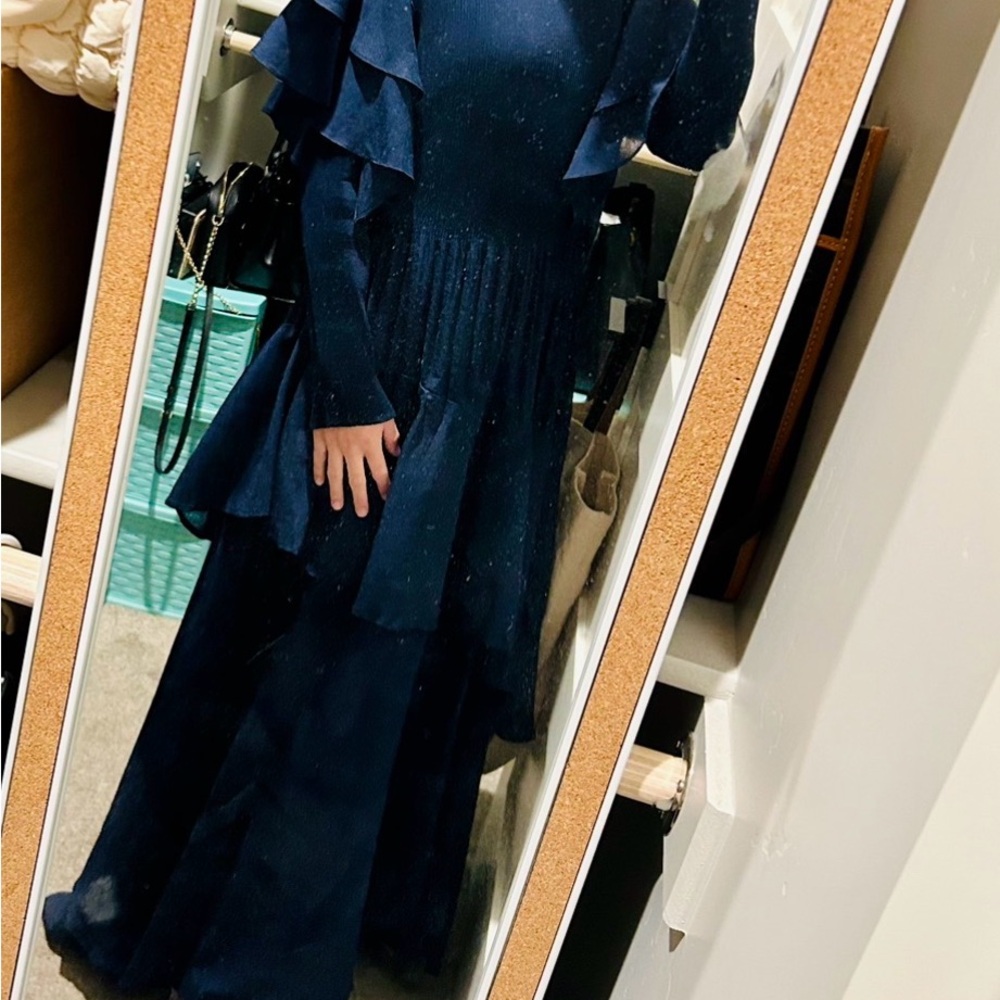 Navy Ruffled Tiered Maxi Dress - - Picture 2 of 3